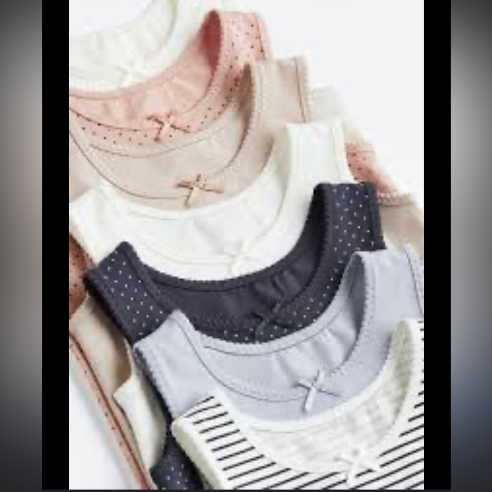 Kids H&M Sleeveless Bow Tank Tops Set Lot - Pink, Black, Cream, White Size 6/7